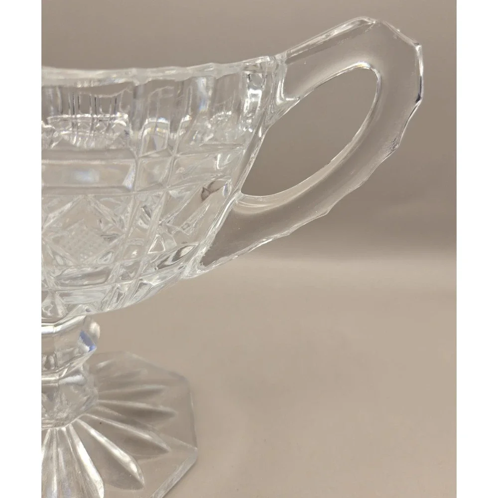 Crystal Gravy Boat Cut Glass Pedestal Pitcher With Handle‎